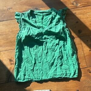 LOFT Vibrant Green Ruffle Sleeve Blouse